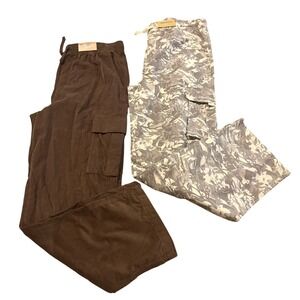 Thereabouts Boys Cargo Pants Lot 2 XL 18/20 Husky Brown Corduroy Camo Relaxed